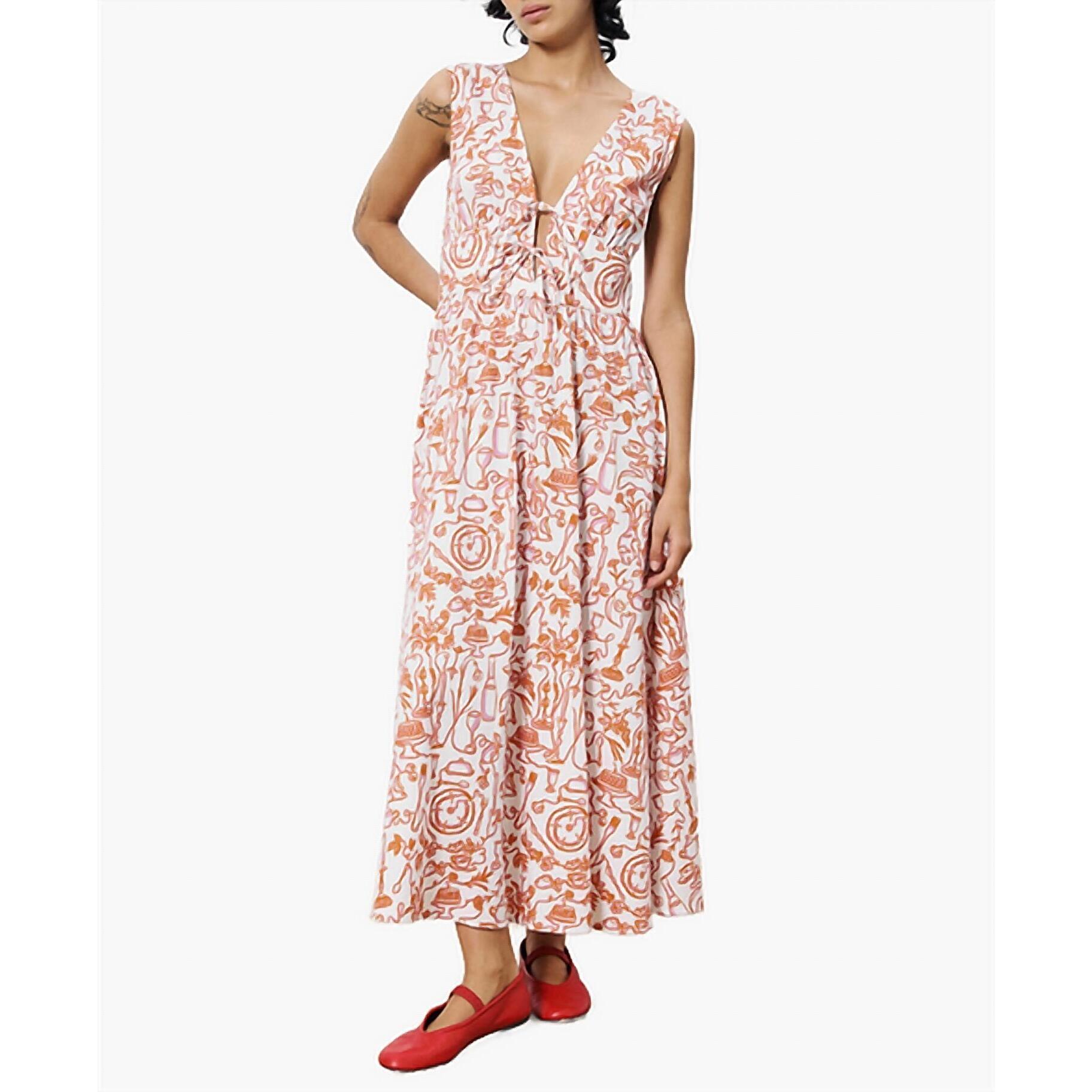 New Frnch Paulonie Sleeveless Sundress In Set Table